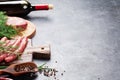 Sausages, meat, red wine Royalty Free Stock Photo