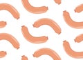 Sausages seamless pattern, flat style. Frankfurters endless background, texture. Vector illustration.