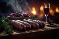 Sausages served for Christmas. Ai generative Royalty Free Stock Photo