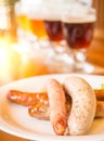 Sausages with various kind of beers in restaurant