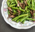 Saute green bean with beef