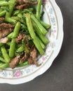 Saute green bean with beef