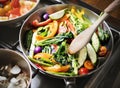 Sauted mixed vegetables food photography recipe idea Royalty Free Stock Photo