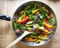 Sauted mixed vegetables food photography recipe idea Royalty Free Stock Photo