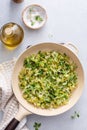 Sauteed cabbage in a cast iron pan, side dish idea