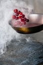 Cherry sauce for poultry in a pan
