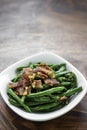 Sauteed garlic butter green beans with bacon