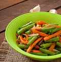 Sauteed green beans with carrots, onion and garlic Royalty Free Stock Photo