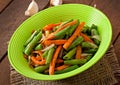 Sauteed green beans with carrots, onion and garlic Royalty Free Stock Photo