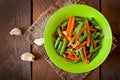 Sauteed green beans with carrots, onion and garlic Royalty Free Stock Photo