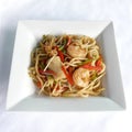 Sauteed japanese noodles combination in black pepper sauce