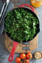Sauteed kale with chili flakes Royalty Free Stock Photo
