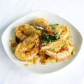 Sauteed prawns with fresh hot chilli Royalty Free Stock Photo