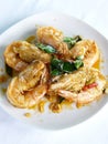 Sauteed prawns with fresh hot chilli Royalty Free Stock Photo