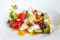 Sauteed sliced octopus, smoked sunchoke, breakfast radish and he