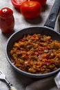 Sauteed or stewed eggplant with tomato