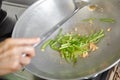 Sauteing Japanese spinach