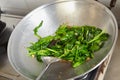 Sauteing Japanese spinach