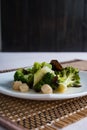 SautÃÂ©ed broccoli with scallop and black fungus Royalty Free Stock Photo