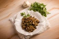 sauteed chiodini mushroom with parsley Royalty Free Stock Photo