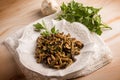 sauteed chiodini mushroom with parsley Royalty Free Stock Photo