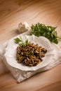 sautÃ©ed chiodini mushroom with parsley Royalty Free Stock Photo