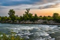 Sava river in a sunset, Zagreb, Croatia Royalty Free Stock Photo