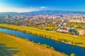 Sava river and Zagreb cityscape aerial view Royalty Free Stock Photo