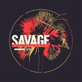 Savage California vector graphic t-shirt design