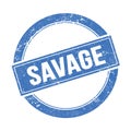 SAVAGE text on blue grungy round stamp