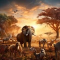 Savanna predators and prey wild animals Royalty Free Stock Photo