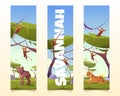 Savannah animals cartoon vertical banners set Royalty Free Stock Photo