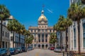 Savannah City Hall Down Bull Street Royalty Free Stock Photo