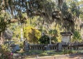 Savannah, Georgia - February 20, 2023: View of historic Bonaventure Cemetery with graves and scenic landscape in view.