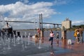 View along the historic Savannah Georgia Riverfront district on a sunny day Royalty Free Stock Photo