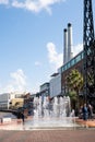 View along the historic Savannah Georgia Riverfront district on a sunny day Royalty Free Stock Photo