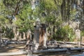 Savannah, Georgia - February 20, 2023: View of historic Bonaventure Cemetery with graves and scenic landscape in view.