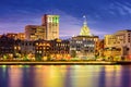 Savannah, Georgia Riverfront Skyline Royalty Free Stock Photo