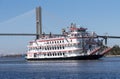 The Georgia Queen riverboat sailing near River Street in Savannah