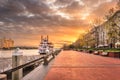 Savannah, Georgia, USA riverfront promenade Royalty Free Stock Photo