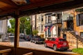 Savannah, Georgia USA - September 10 2019: in the tourbus Beautiful streets and homes in downtown Savannah, Georgia, USA