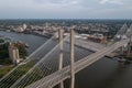 Aerial image of Eugene Talmadge Memorial Bridge with E River Street in background