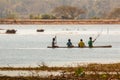 Children in a canoe on Bungva lake, Savannakhet