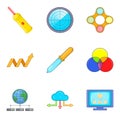 Savant icons set, cartoon style Royalty Free Stock Photo