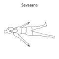 Savasana Pose Yoga Workout Outline. Healthy lifestyle vector illustration