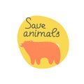 Save animals hand drawn lettering Royalty Free Stock Photo