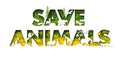 Save animals typography banner template. Europe, Asia, Australia, Africa, South America wild animals silhouettes.