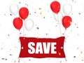 Save banner with red cloth