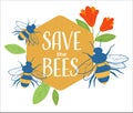 Save bees, care for environment and nature banner