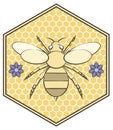 Bumble Bee and Flower badge design. Room for text.